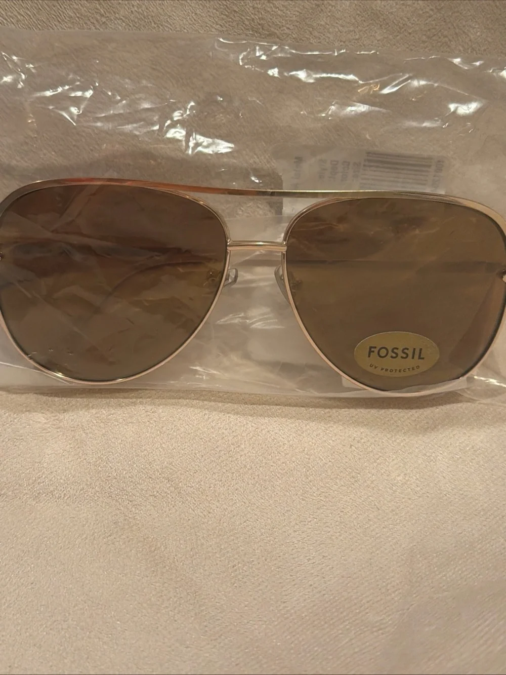 Fossil Metal Aviator X82734 Sunglasses Gold Tone Gold Mirror Unisex New